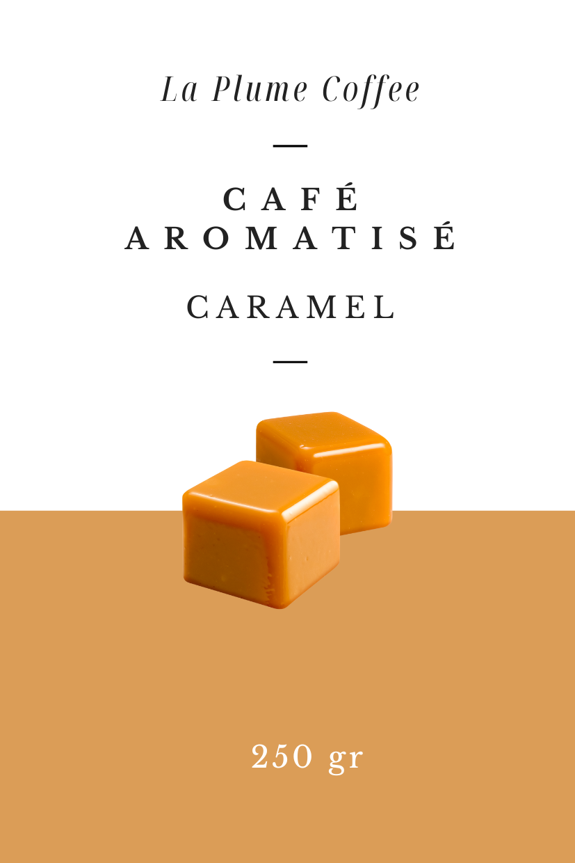 Café aromatisé au caramel en grain, dosettes ou monodoses