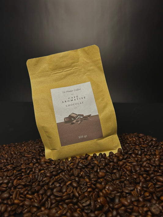 Coffee flavored with ground chocolate